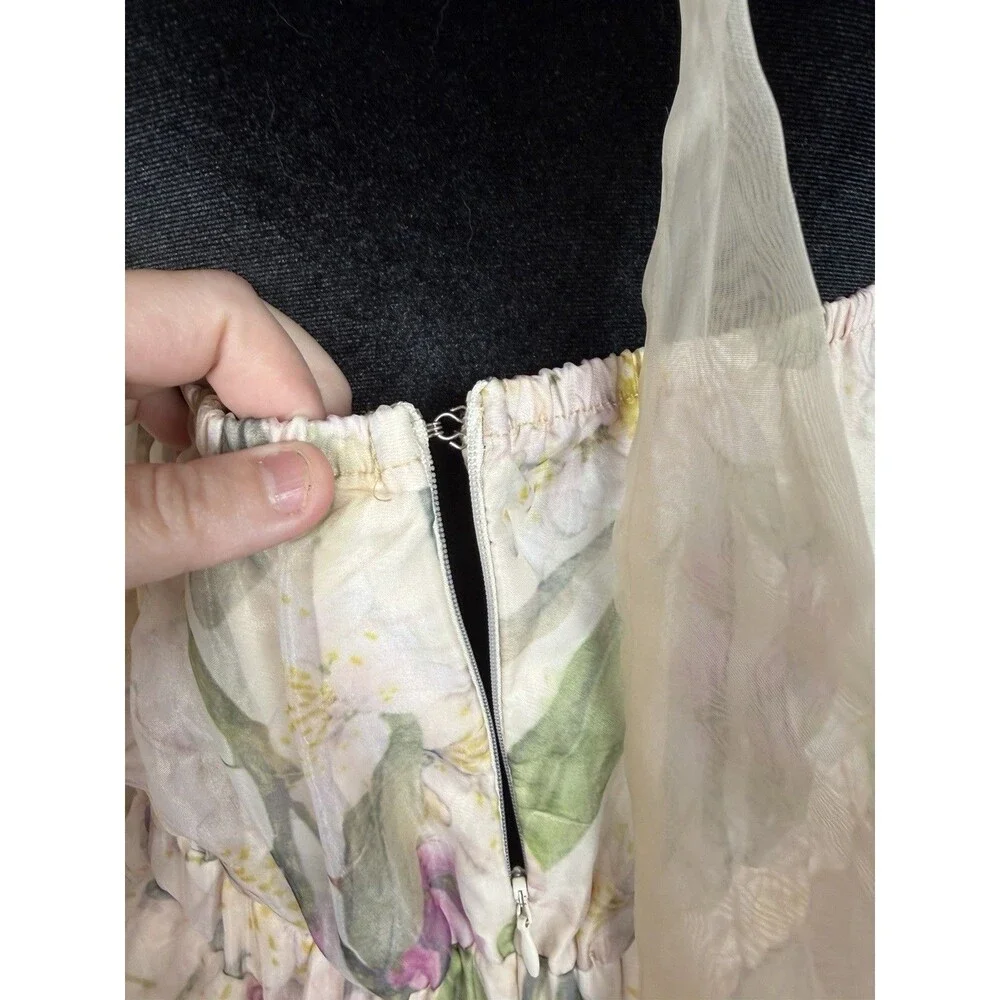 Arose Studio Danna Floral Print Halter Mini Dress Tiered Ruffle Size Large - Picture 12 of 16